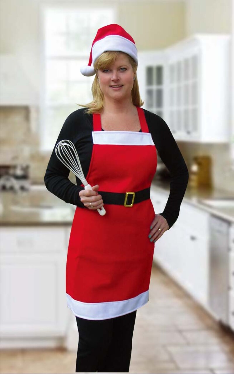 Northlight Unisex Adult Santa Claus Christmas Apron with Hat - One Size - Red and White